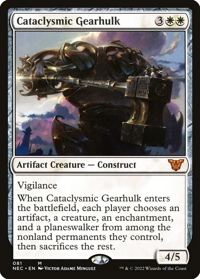 2022 Neon Dynasty Commander Cataclysmic Gearhulk #81 mythic card image
