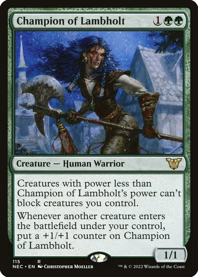 2022 Neon Dynasty Commander Champion of Lambholt #115 rare card image