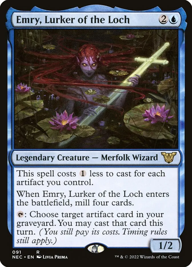 2022 Neon Dynasty Commander Emry, Lurker of the Loch #91 rare card image