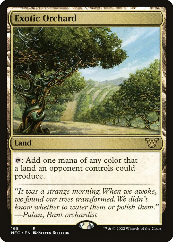 2022 Neon Dynasty Commander Exotic Orchard #168 rare card image