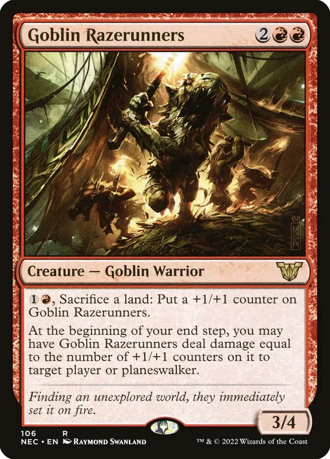 2022 Neon Dynasty Commander Goblin Razerunners rare #106 rare card image