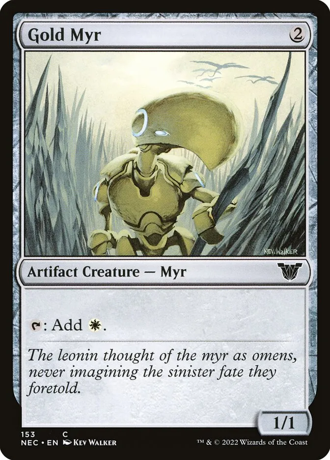 2022 Neon Dynasty Commander Gold Myr #153 common card image