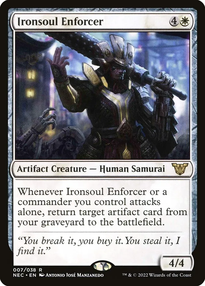 2022 Neon Dynasty Commander Ironsoul Enforcer rare #7 rare card image