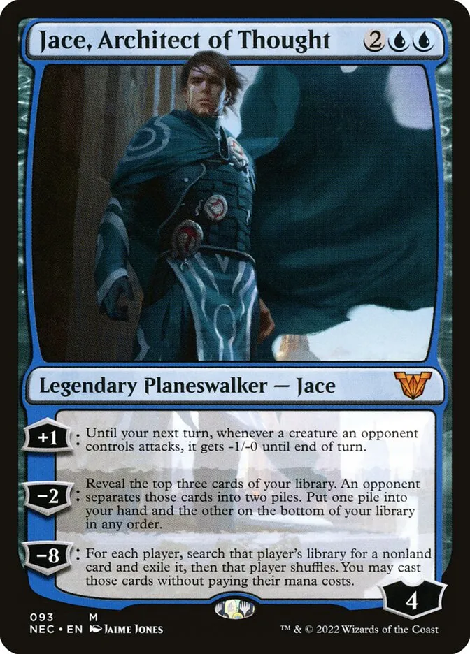 2022 Neon Dynasty Commander Jace, Architect of Thought #93 mythic card image