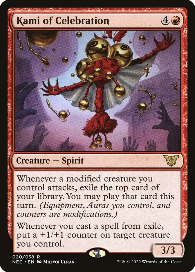 2022 Neon Dynasty Commander Kami of Celebration rare #20 rare card image