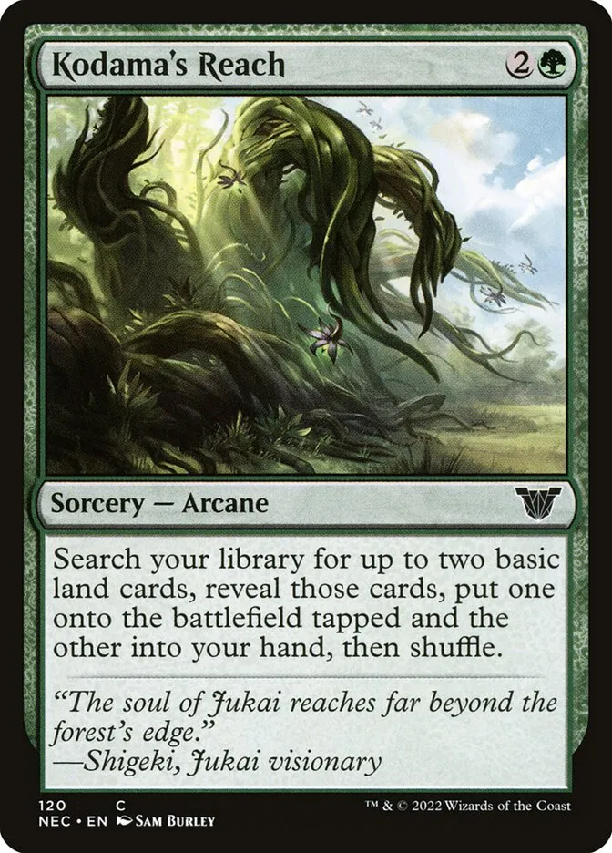 2022 Neon Dynasty Commander Kodama's Reach #120 common card image