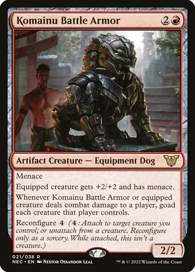 2022 Neon Dynasty Commander Komainu Battle Armor rare #21 rare card image