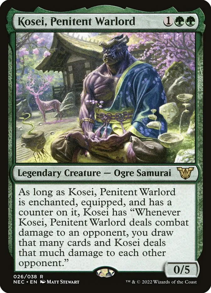 2022 Neon Dynasty Commander Kosei, Penitent Warlord rare #26 rare card image