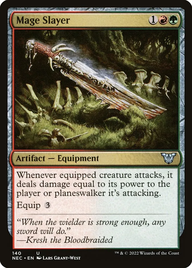 2022 Neon Dynasty Commander Mage Slayer #140 uncommon card image