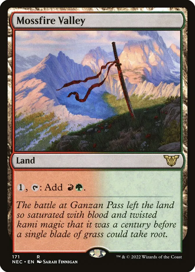 2022 Neon Dynasty Commander Mossfire Valley #171 rare card image