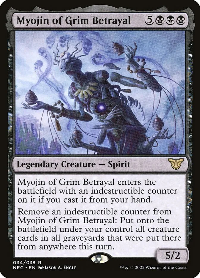2022 Neon Dynasty Commander Myojin of Grim Betrayal rare #34 rare card image