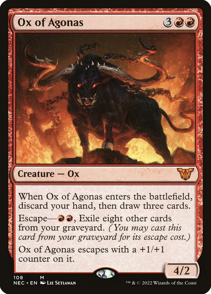 2022 Neon Dynasty Commander Ox of Agonas #108 mythic card image