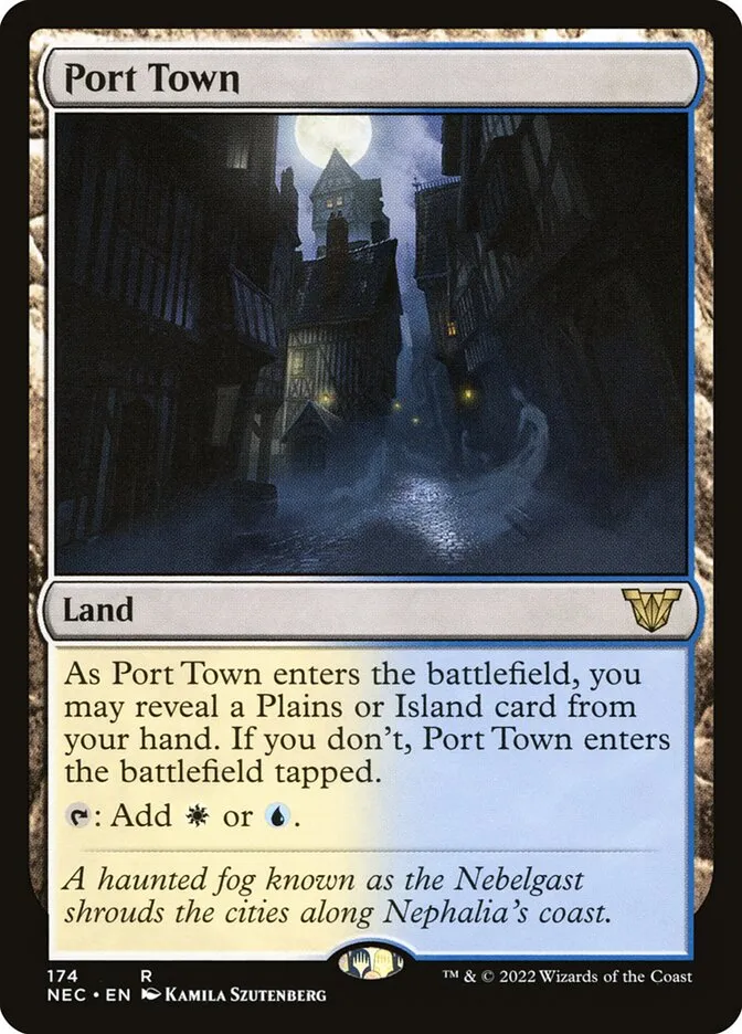 2022 Neon Dynasty Commander Port Town #174 rare card image