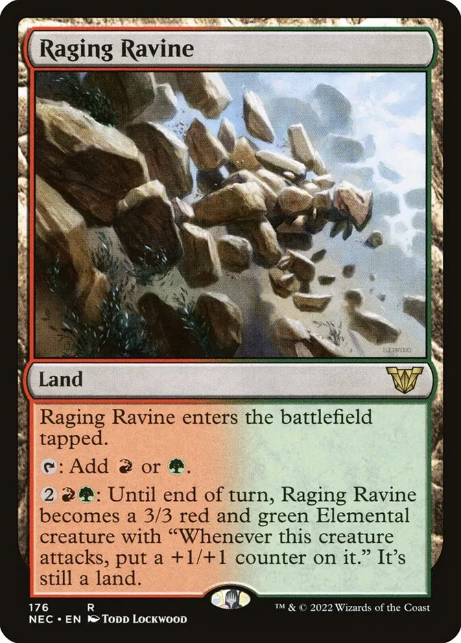 2022 Neon Dynasty Commander Raging Ravine #176 rare card image