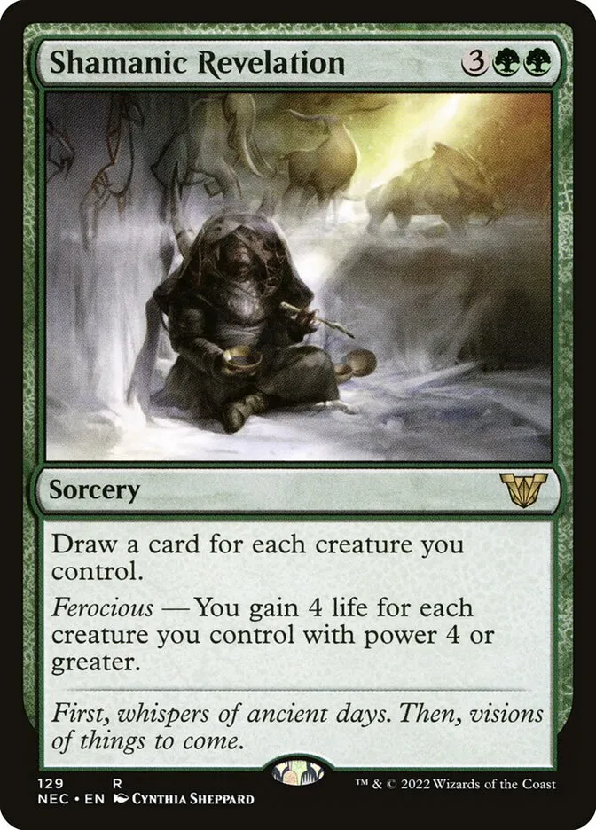 2022 Neon Dynasty Commander Shamanic Revelation #129 rare card image