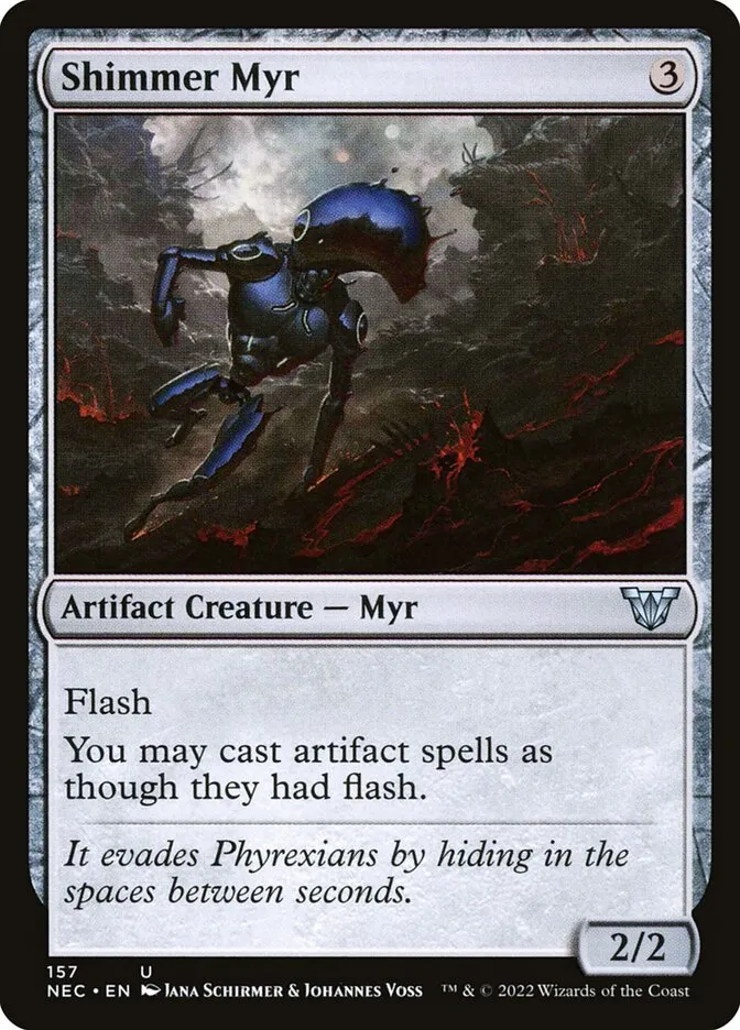 2022 Neon Dynasty Commander Shimmer Myr #157 uncommon card image