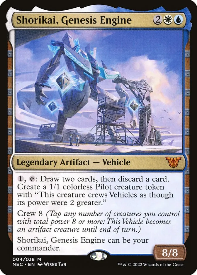 2022 Neon Dynasty Commander Shorikai, Genesis Engine mythic #4 mythic card image