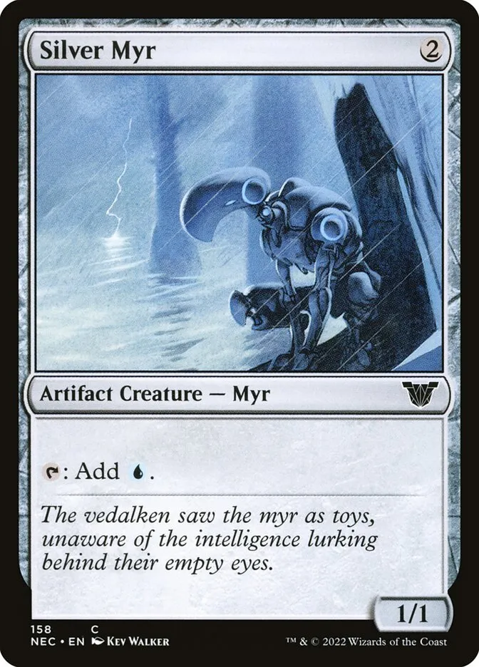 2022 Neon Dynasty Commander Silver Myr #158 common card image