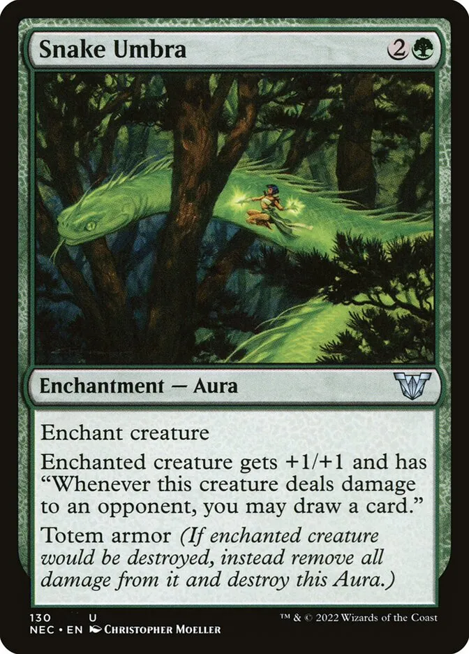 2022 Neon Dynasty Commander Snake Umbra #130 uncommon card image