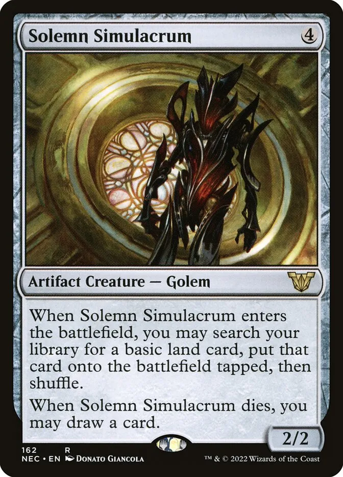 2022 Neon Dynasty Commander Solemn Simulacrum #162 rare card image