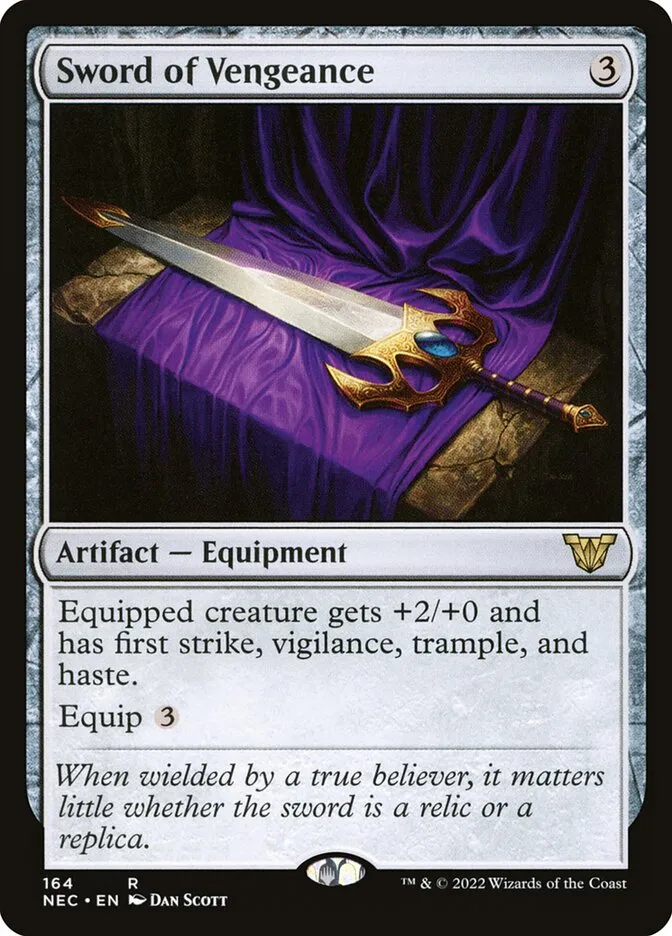 2022 Neon Dynasty Commander Sword of Vengeance #164 rare card image