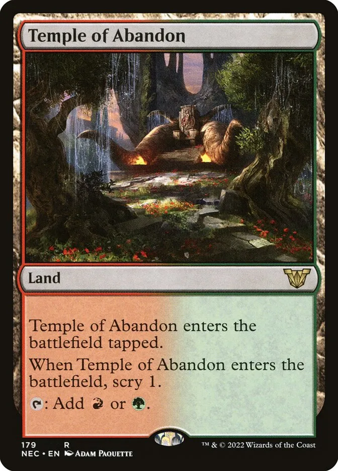 2022 Neon Dynasty Commander Temple of Abandon #179 rare card image
