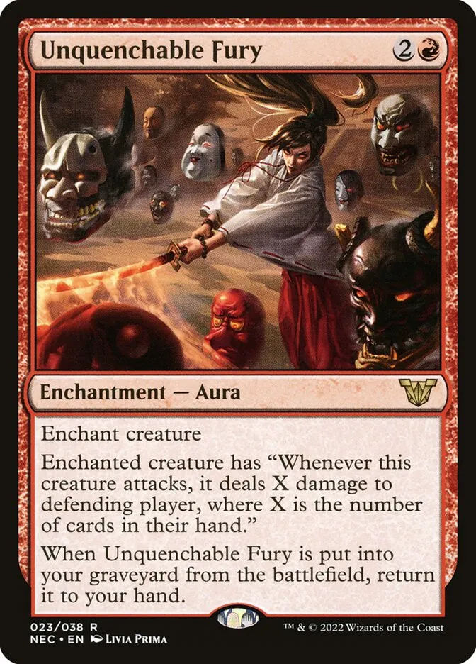 2022 Neon Dynasty Commander Unquenchable Fury rare #23 rare card image