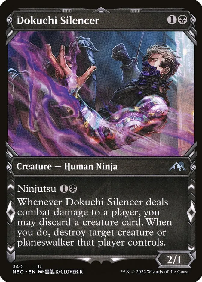 2022 Kamigawa: Neon Dynasty Dokuchi Silencer #340 uncommon card image