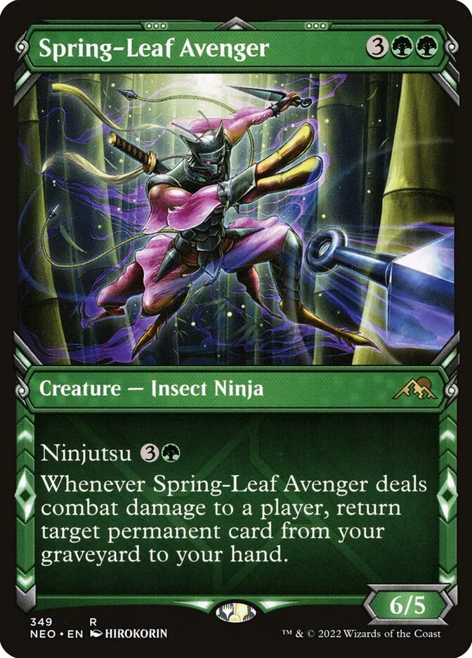 2022 Kamigawa: Neon Dynasty Spring-Leaf Avenger #349 rare card image