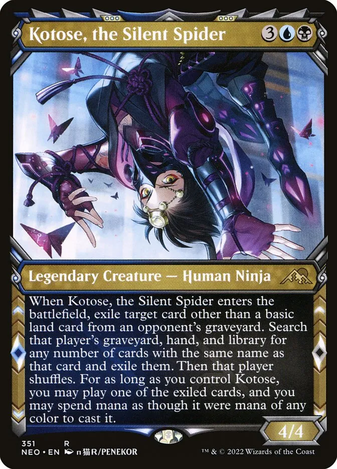2022 Kamigawa: Neon Dynasty Kotose, the Silent Spider #351 rare card image