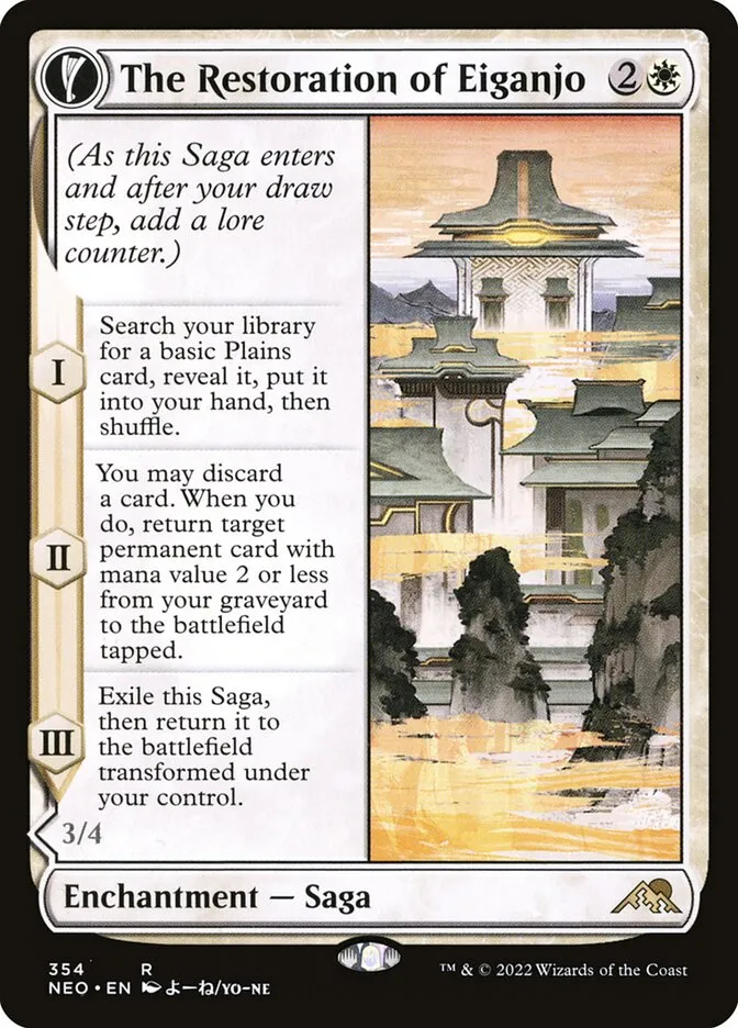 2022 Kamigawa: Neon Dynasty The Restoration of Eiganjo // Architect of Restoration #354 rare card image