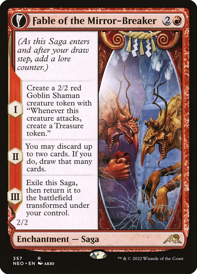 2022 Kamigawa: Neon Dynasty Fable of the Mirror-Breaker // Reflection of Kiki-Jiki #357 rare card image
