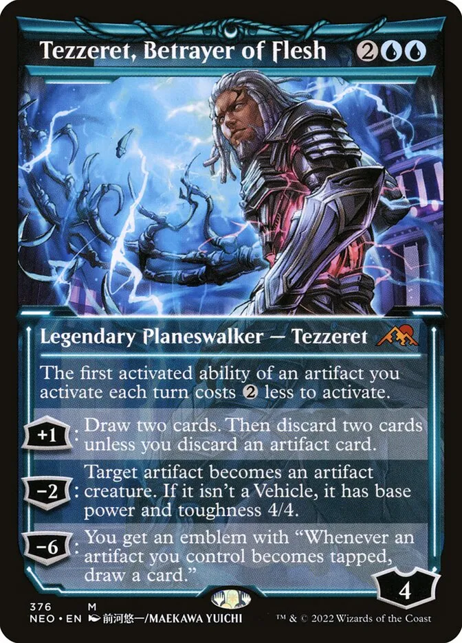 2022 Kamigawa: Neon Dynasty Tezzeret, Betrayer of Flesh #376 mythic card image