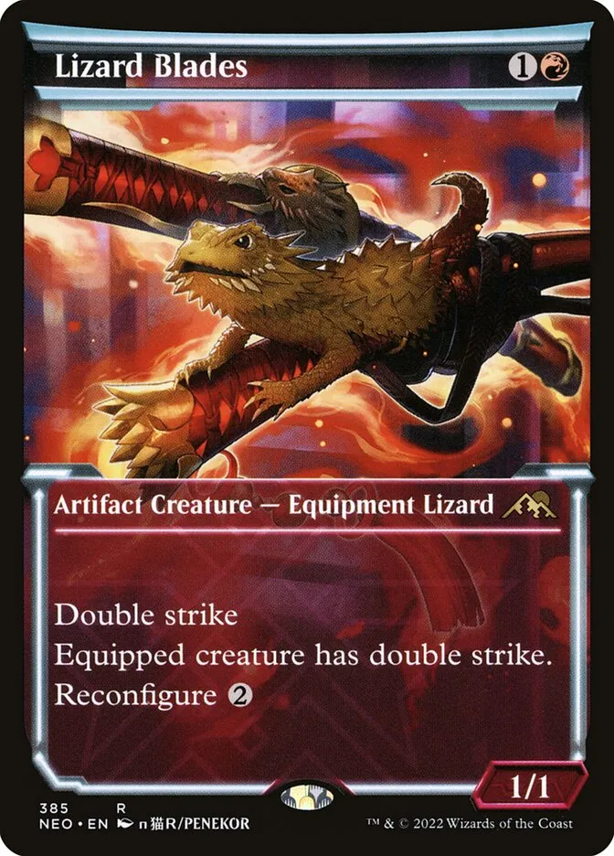 2022 Kamigawa: Neon Dynasty Lizard Blades #385 rare card image
