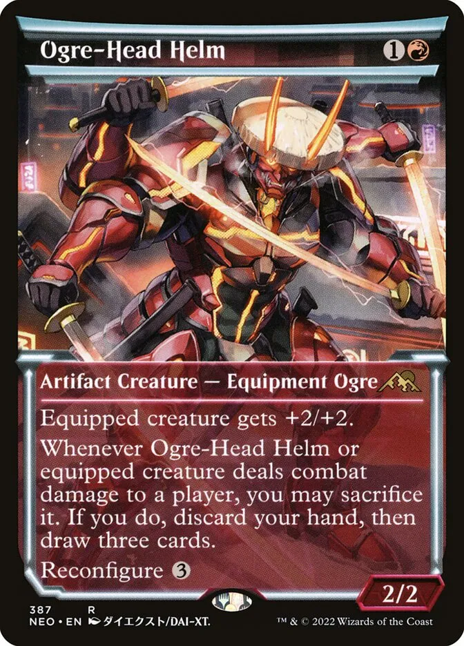 2022 Kamigawa: Neon Dynasty Ogre-Head Helm #387 rare card image
