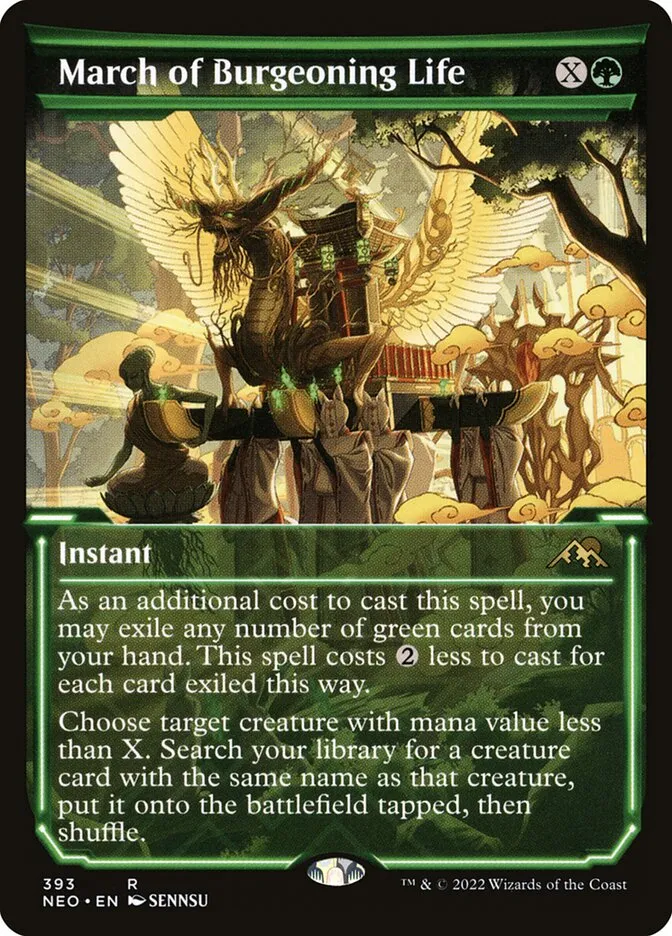 2022 Kamigawa: Neon Dynasty March of Burgeoning Life #393 rare card image