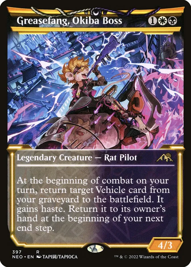2022 Kamigawa: Neon Dynasty Greasefang, Okiba Boss #397 rare card image