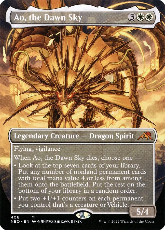 2022 Kamigawa: Neon Dynasty Ao, the Dawn Sky #406 mythic card image