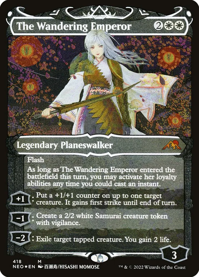 2022 Kamigawa: Neon Dynasty The Wandering Emperor mythic #418 mythic card image