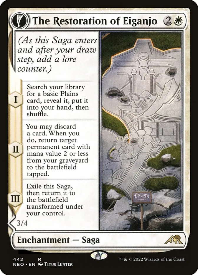 2022 Kamigawa: Neon Dynasty The Restoration of Eiganjo // Architect of Restoration #442 rare card image