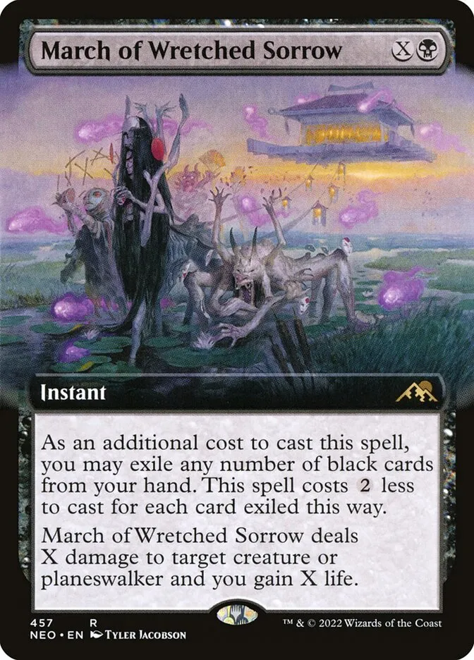 2022 Kamigawa: Neon Dynasty March of Wretched Sorrow #457 rare card image