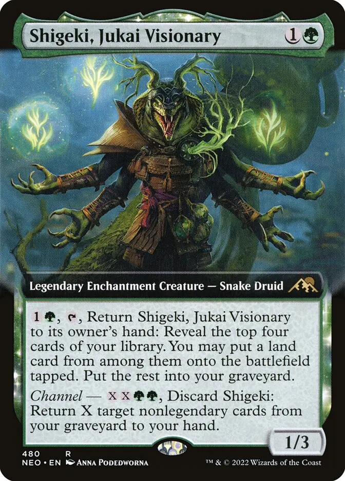 2022 Kamigawa: Neon Dynasty Shigeki, Jukai Visionary #480 rare card image