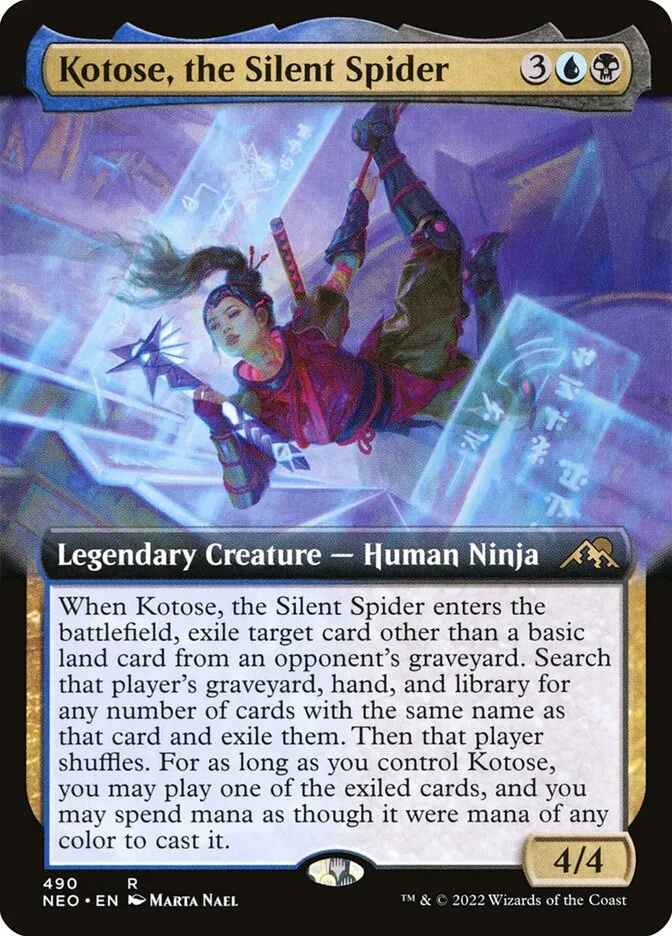 2022 Kamigawa: Neon Dynasty Kotose, the Silent Spider #490 rare card image