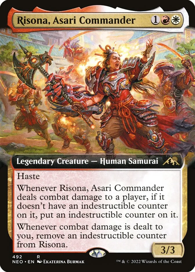 2022 Kamigawa: Neon Dynasty Risona, Asari Commander #492 rare card image