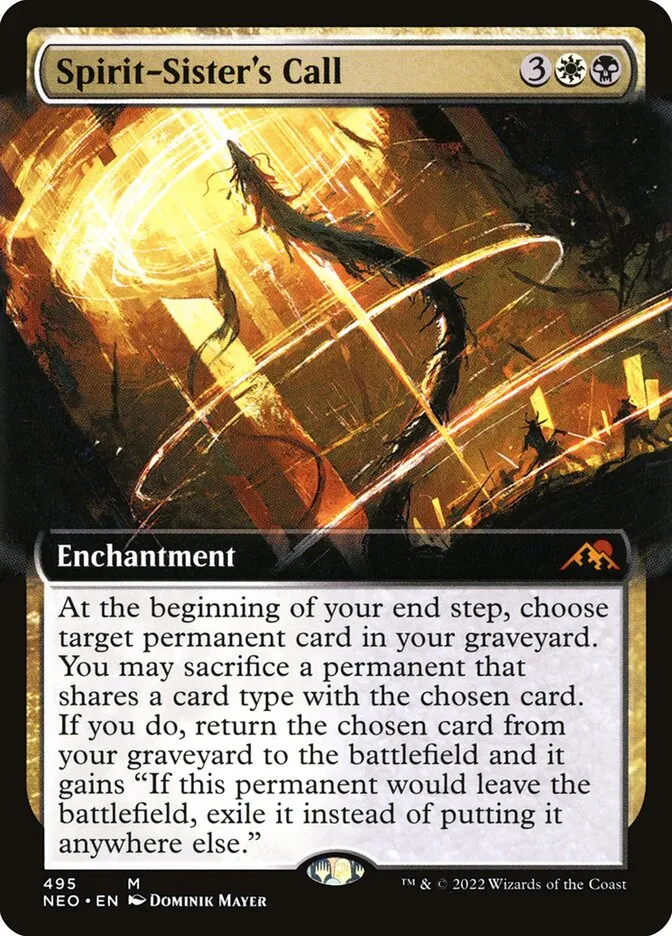 2022 Kamigawa: Neon Dynasty Spirit-Sister's Call #495 mythic card image
