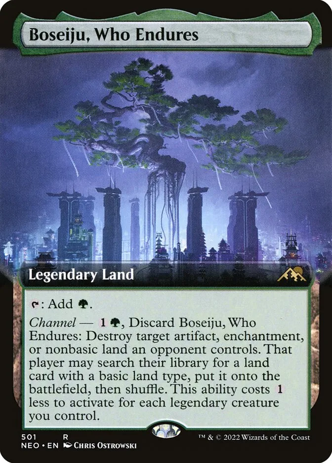 2022 Kamigawa: Neon Dynasty Boseiju, Who Endures #501 rare card image