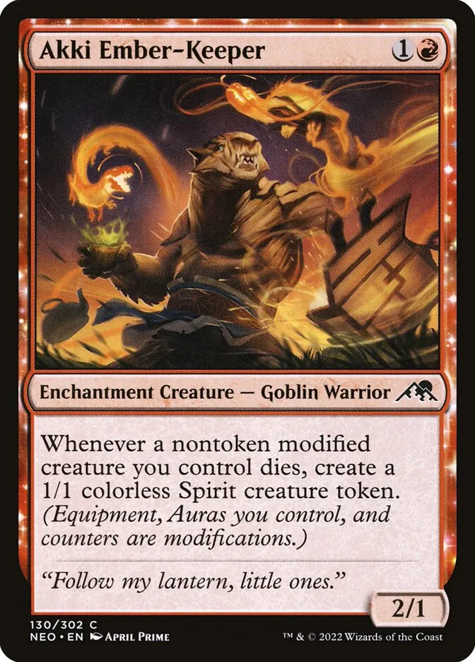 2022 Kamigawa: Neon Dynasty Akki Ember-Keeper #130 common card image