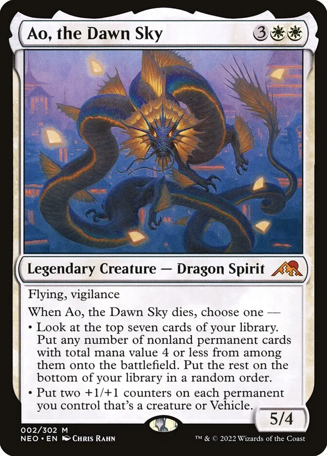 2022 Kamigawa: Neon Dynasty Ao, the Dawn Sky mythic #2 mythic card image