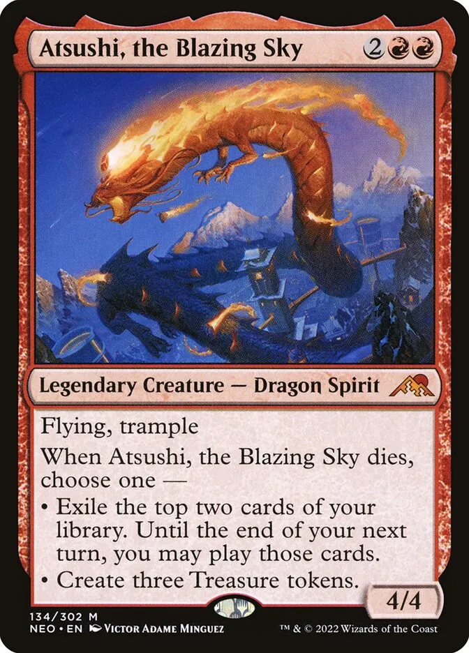 2022 Kamigawa: Neon Dynasty Atsushi, the Blazing Sky mythic #134 mythic card image
