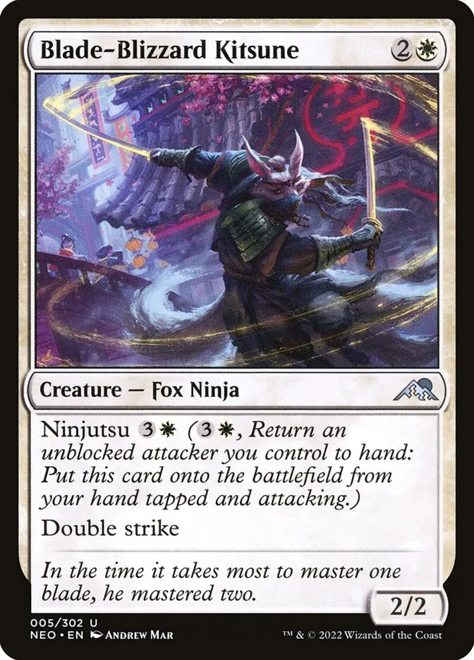 2022 Kamigawa: Neon Dynasty Blade-Blizzard Kitsune uncommon #5 uncommon card image